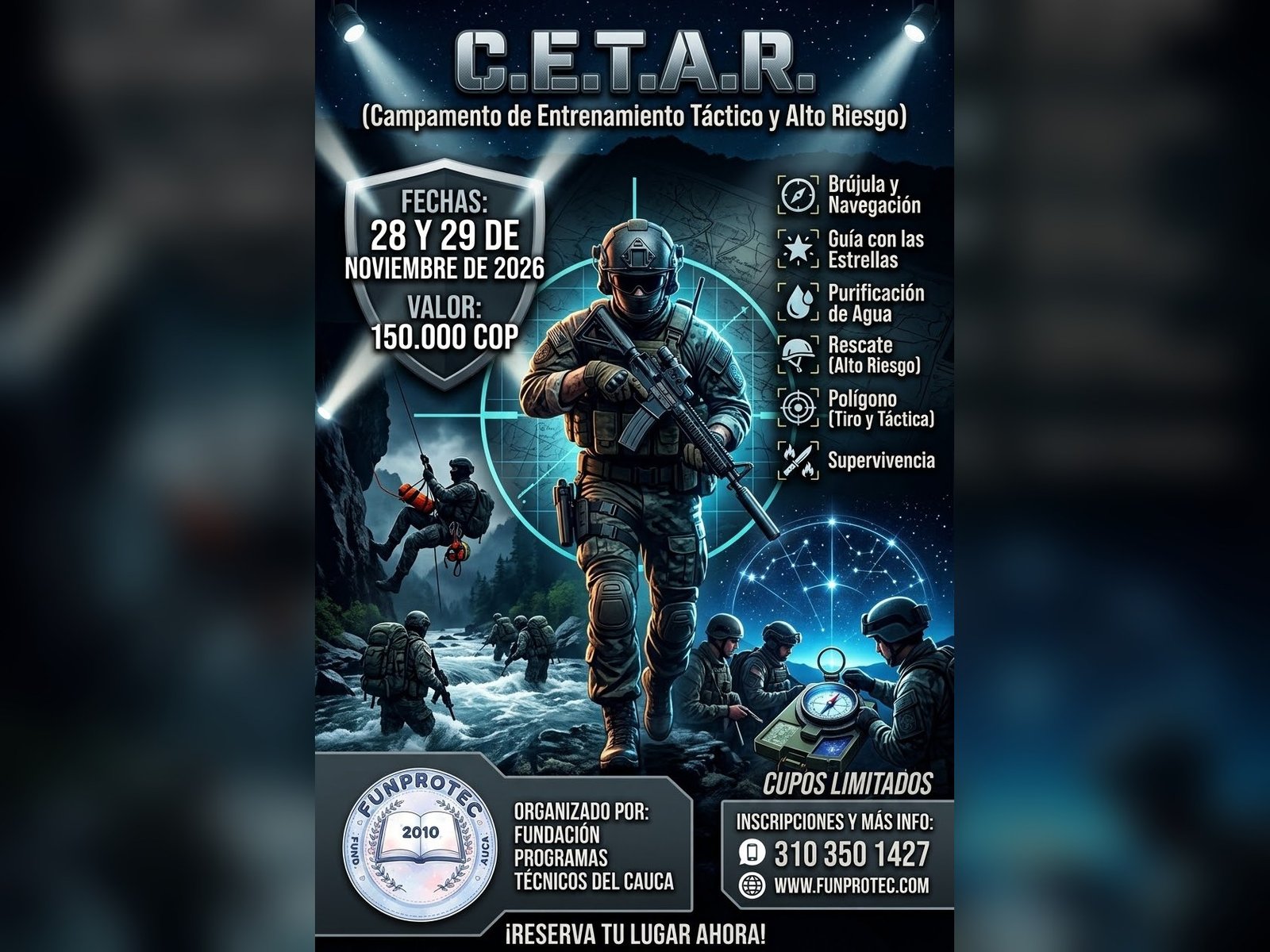 Campamento C.E.T.A.R. 2026: entrenamiento táctico y de alto riesgo, 28 y 29 de noviembre