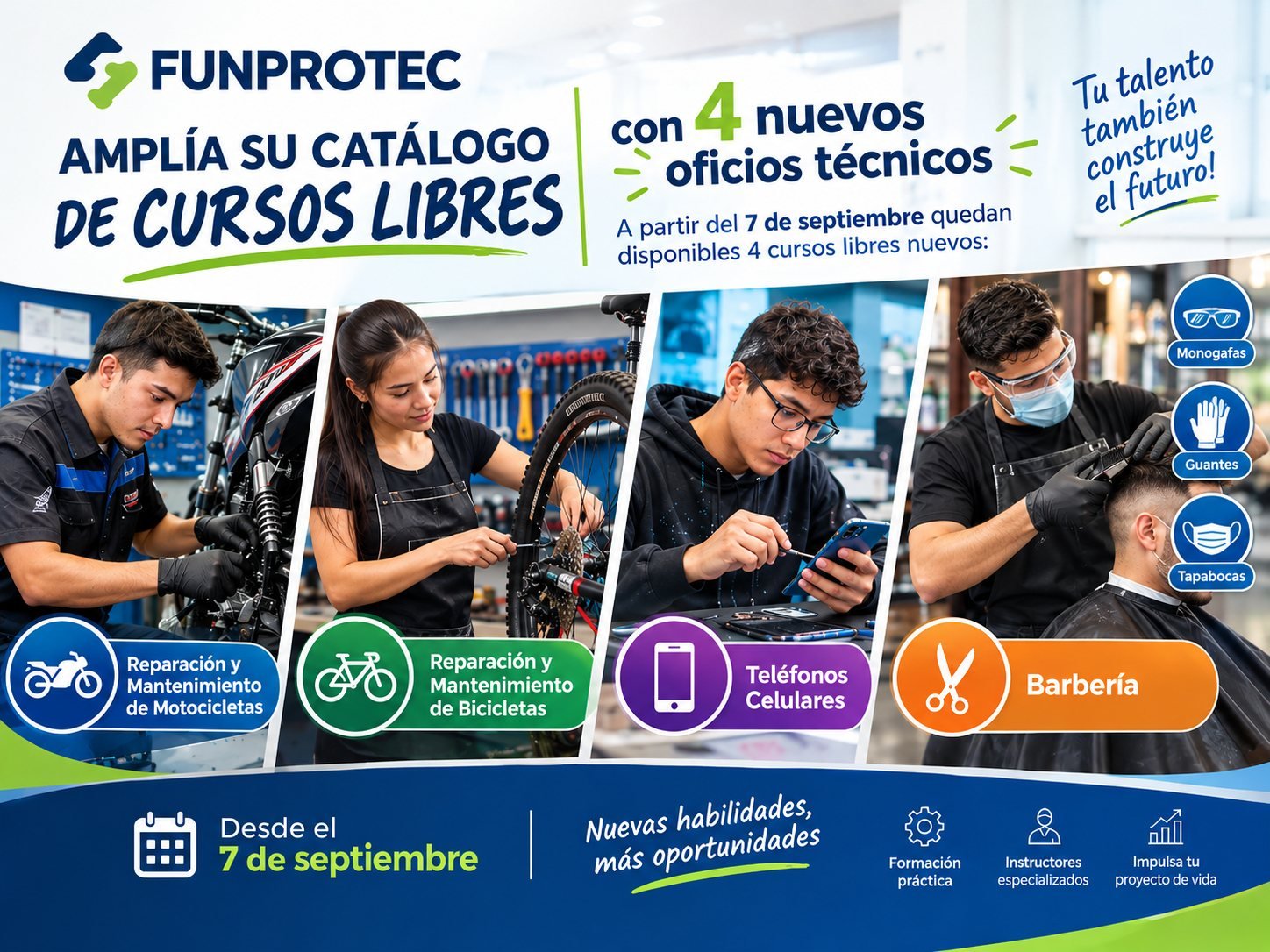Oficios con salida laboral: motos, bicicletas, celulares y barbería reciben preinscripciones en octubre y noviembre